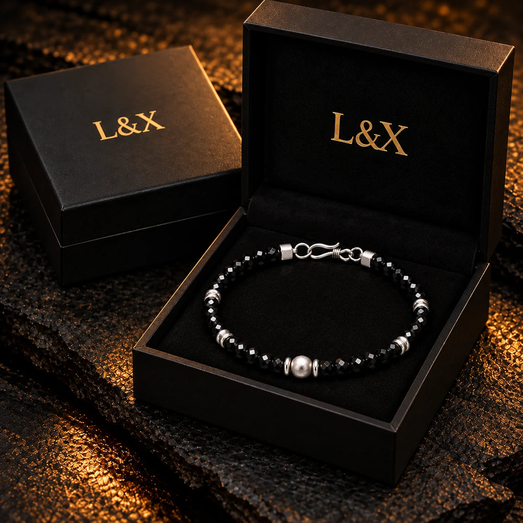Black spinel bracelet in L&X gift box