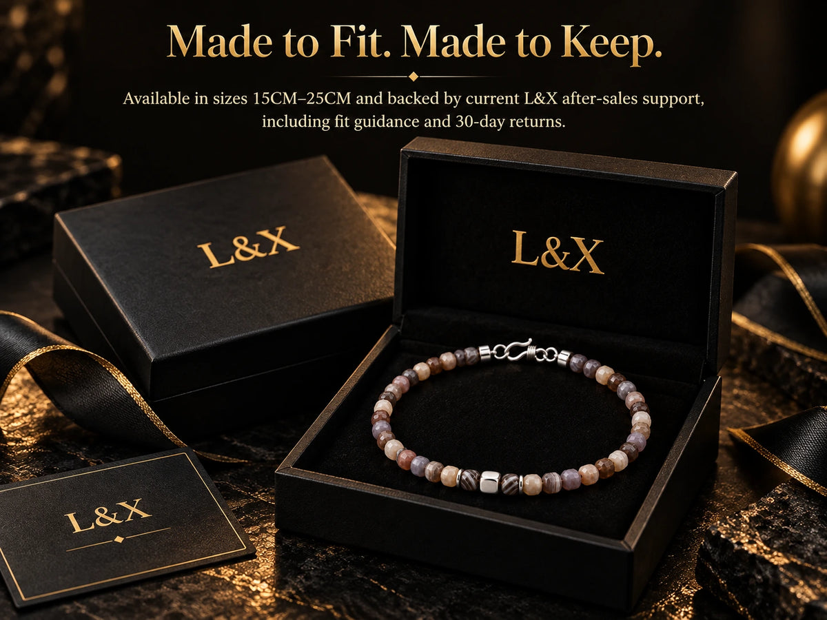 Botswana agate bracelet L&X packaging and after-sales support