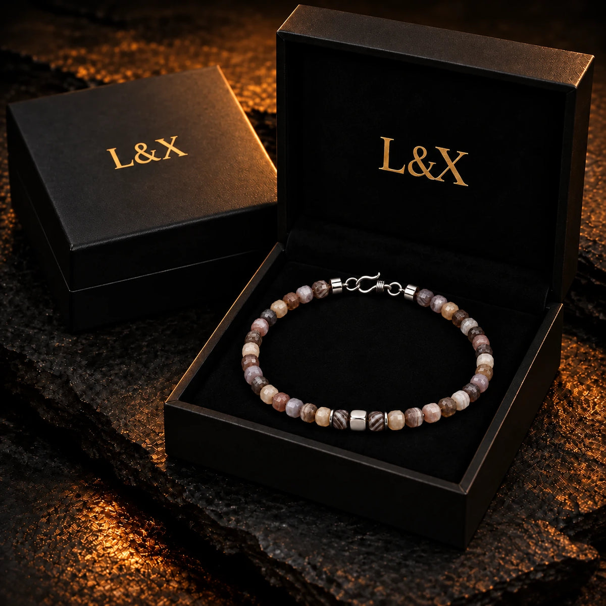 Botswana agate bracelet in L&X gift box