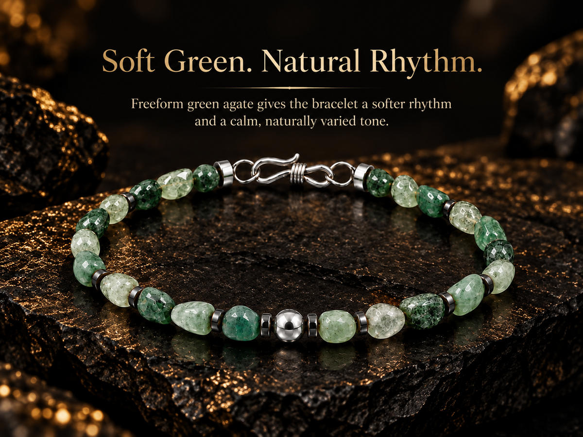 Soft green natural rhythm of freeform green agate