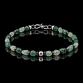 Complete natural freeform green agate bracelet with S925 silver