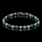 Complete natural freeform green agate bracelet with S925 silver