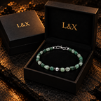 Natural freeform green agate bracelet in L&X gift box