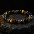 Handmade Tiger Eye & Hematite Bracelet for Men – Strength, Balance & Protection