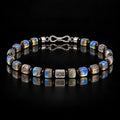 L&X natural labradorite and obsidian bracelet with S925 silver