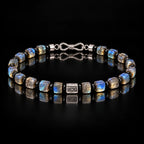L&X natural labradorite and obsidian bracelet with S925 silver