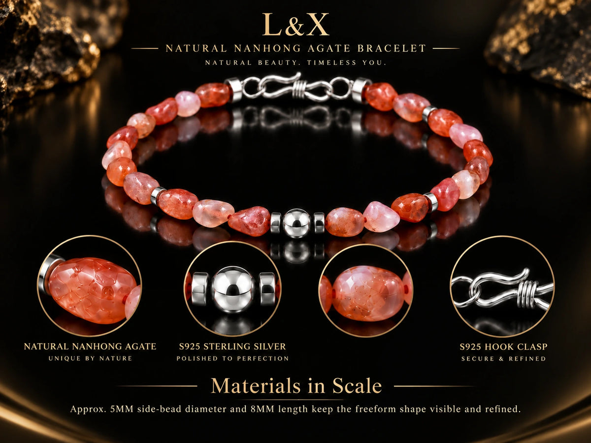 Freeform Nanhong agate materials in scale with S925 silver