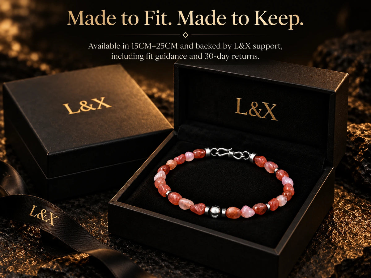 L&X Nanhong agate bracelet fit guidance and 30-day returns