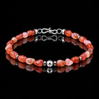 Complete natural freeform Nanhong agate bracelet with S925 silver