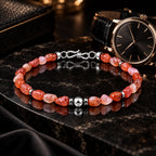 Natural Nanhong agate bracelet styled beside a watch