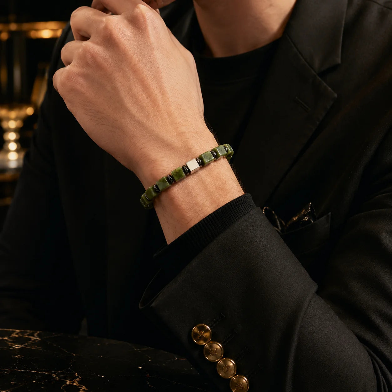 Natural Jade & Hematite Bracelet | S925 Silver