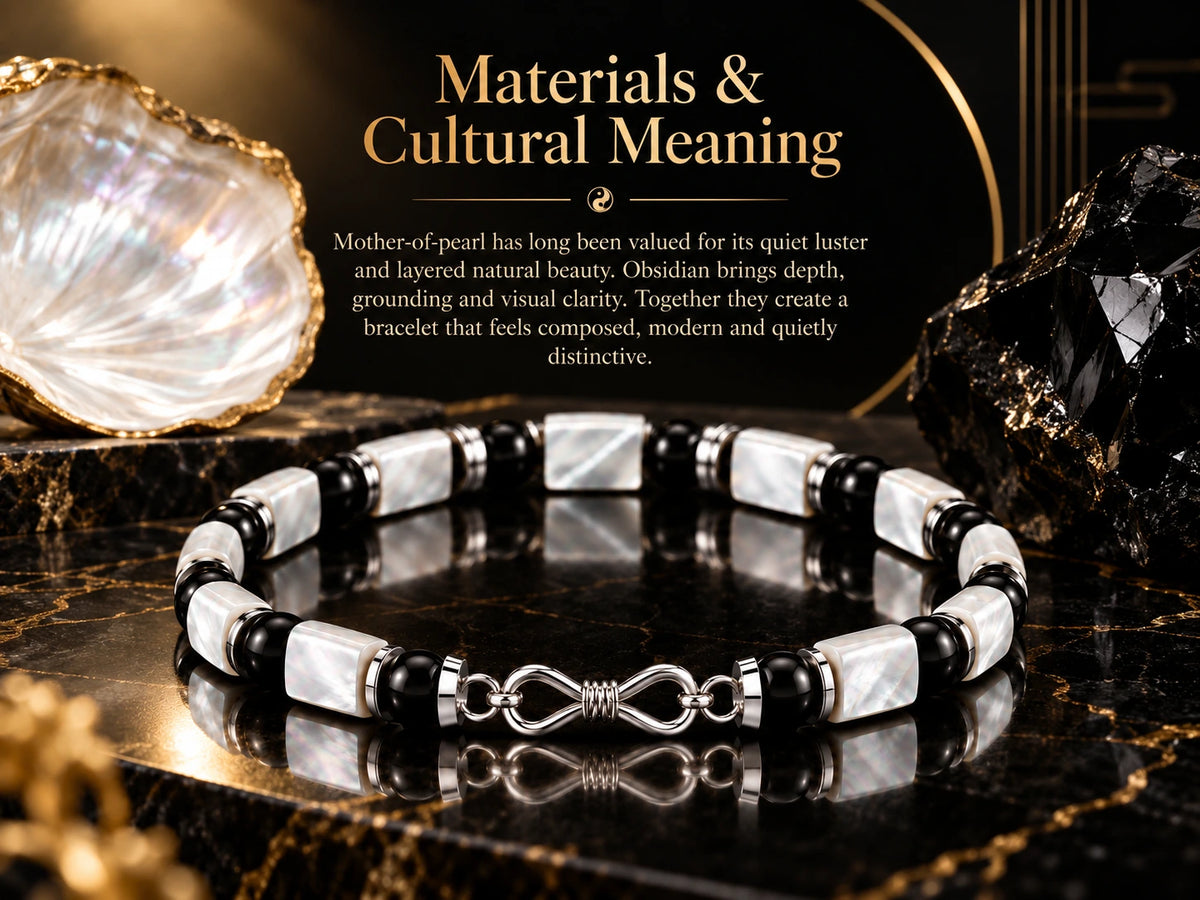 Mother-of-pearl and obsidian materials and cultural meaning detail