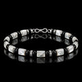 L&X mother-of-pearl and obsidian bracelet with S925 silver infinity clasp