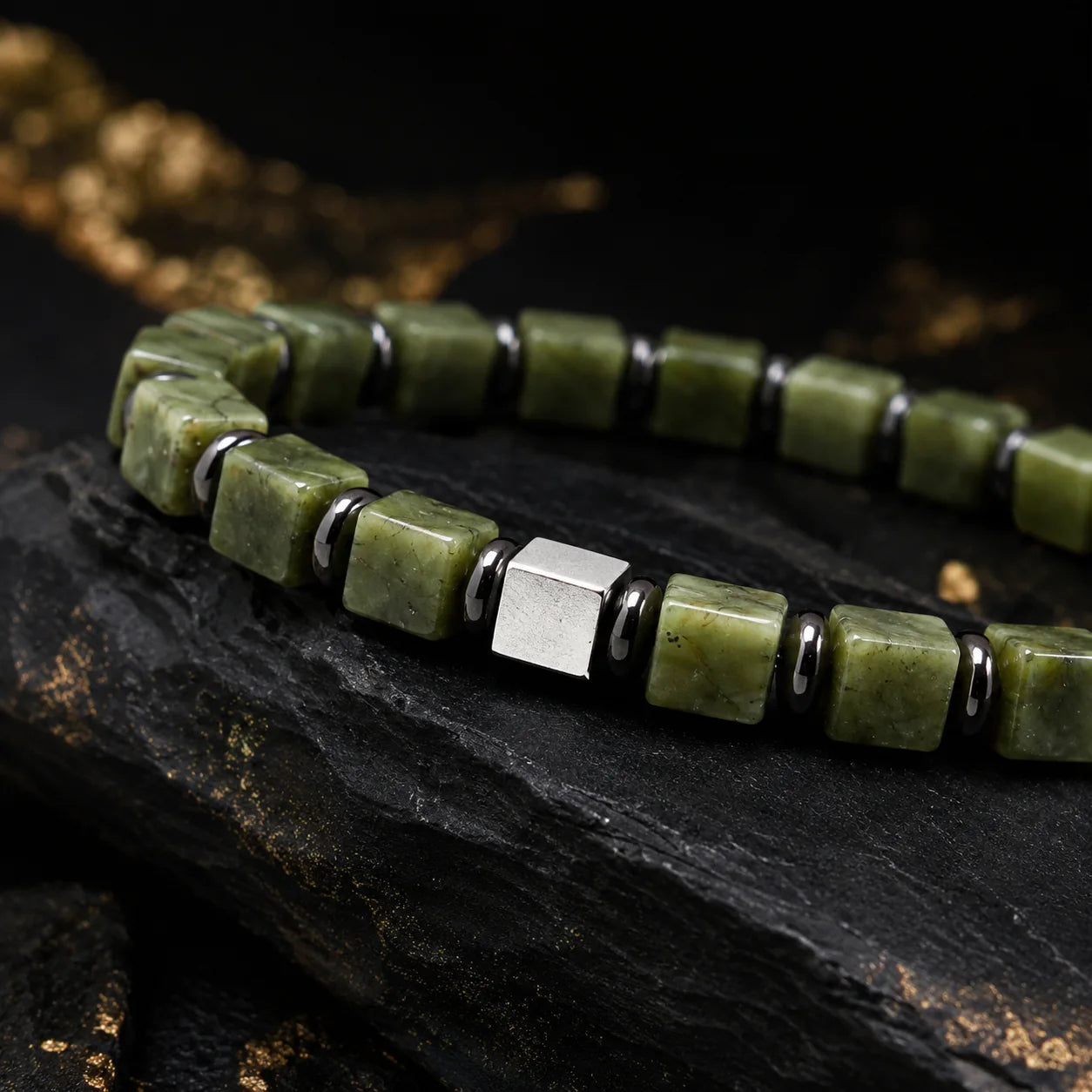 Natural Jade & Hematite Bracelet | S925 Silver