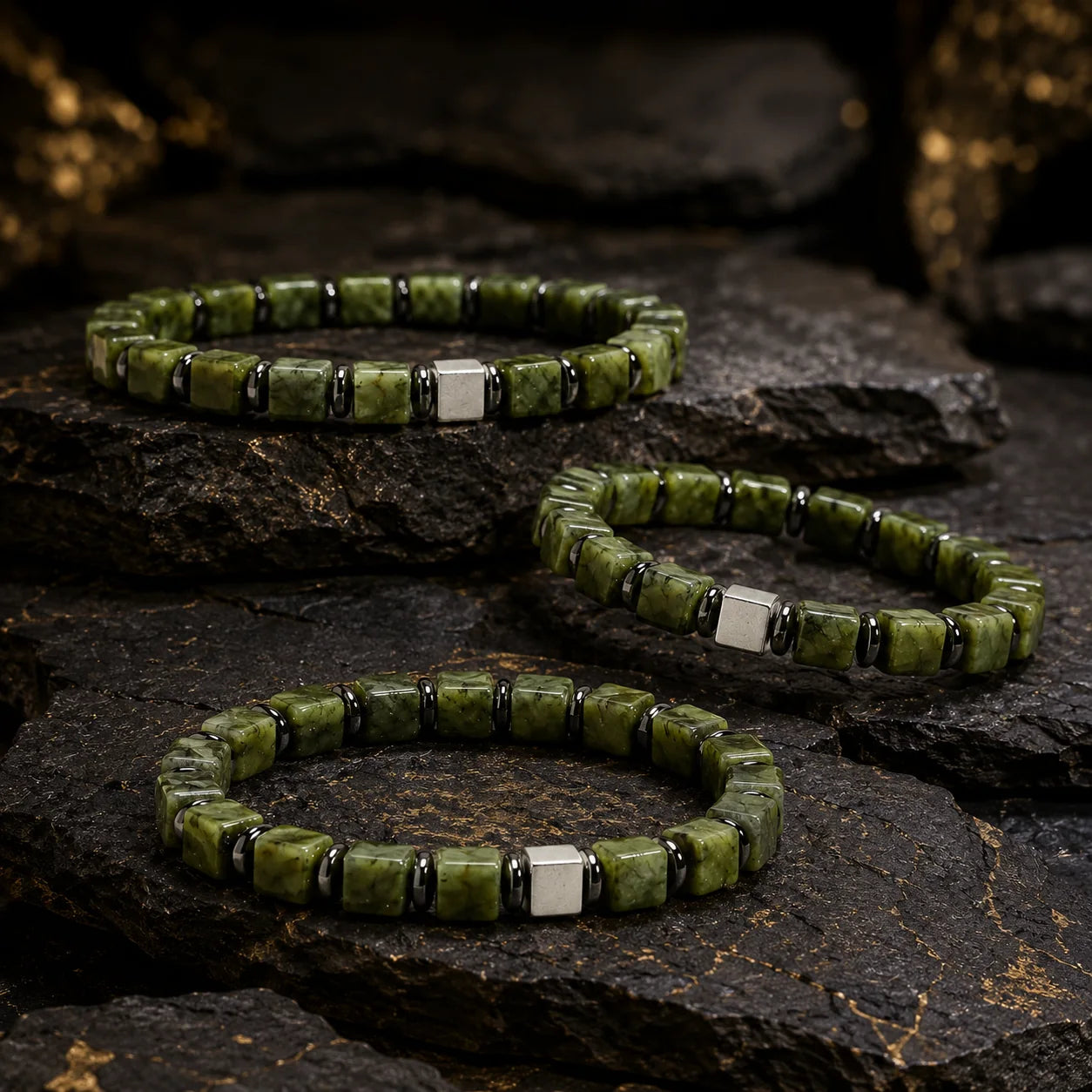 Natural Jade & Hematite Bracelet | S925 Silver