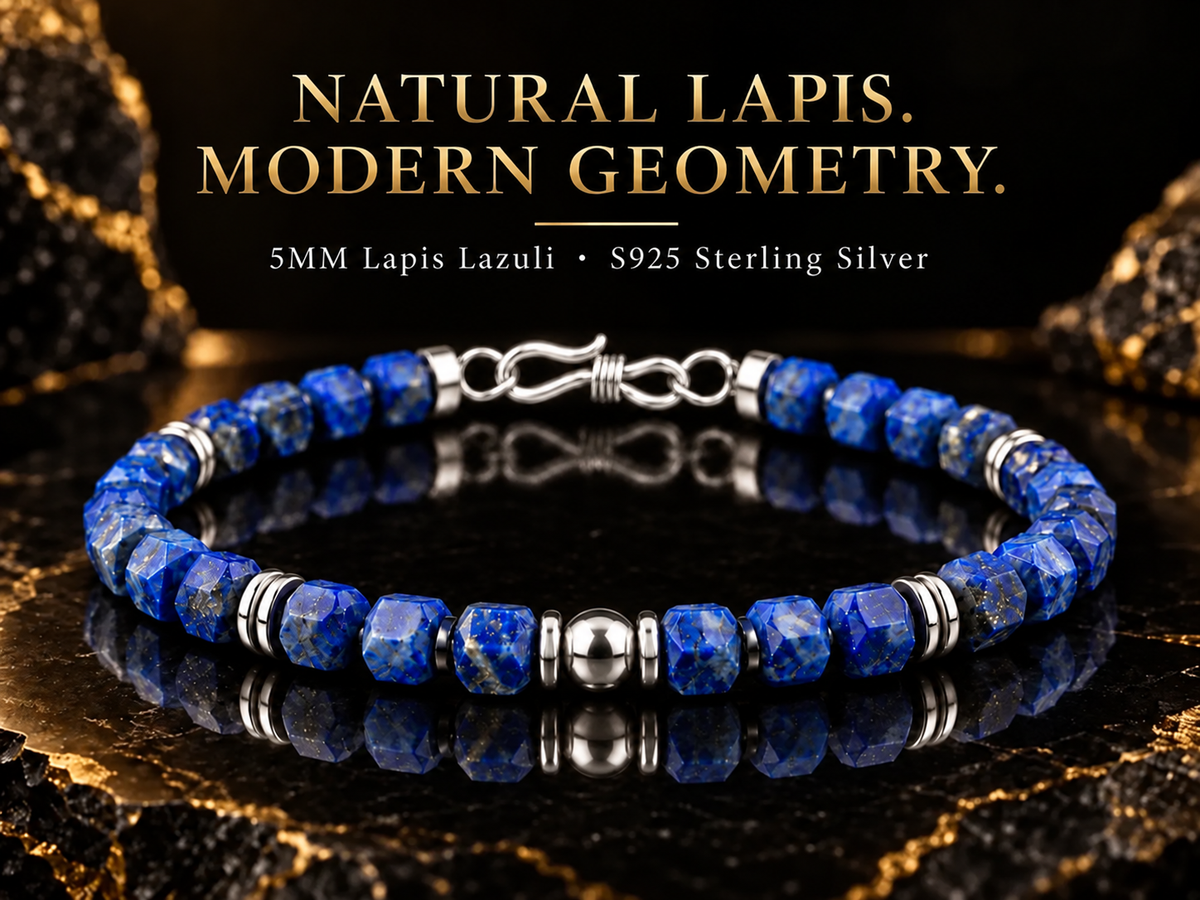 Natural lapis lazuli 5mm bracelet with S925 silver clasp