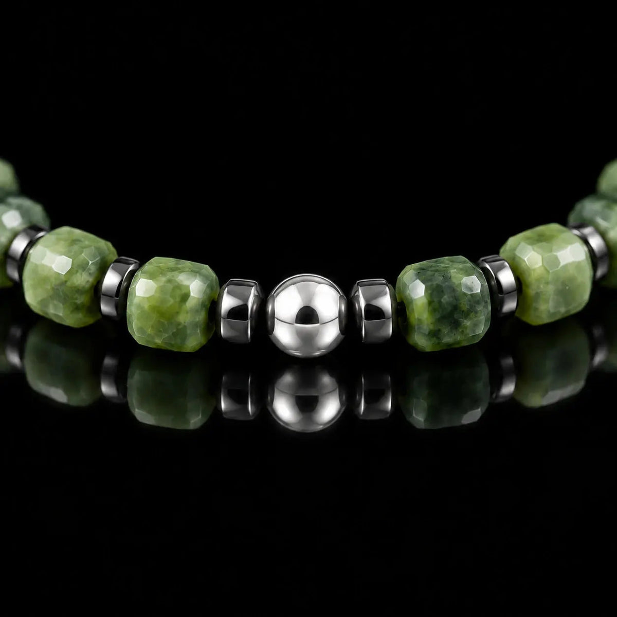 L&X natural nephrite jade hematite bracelet main image 2