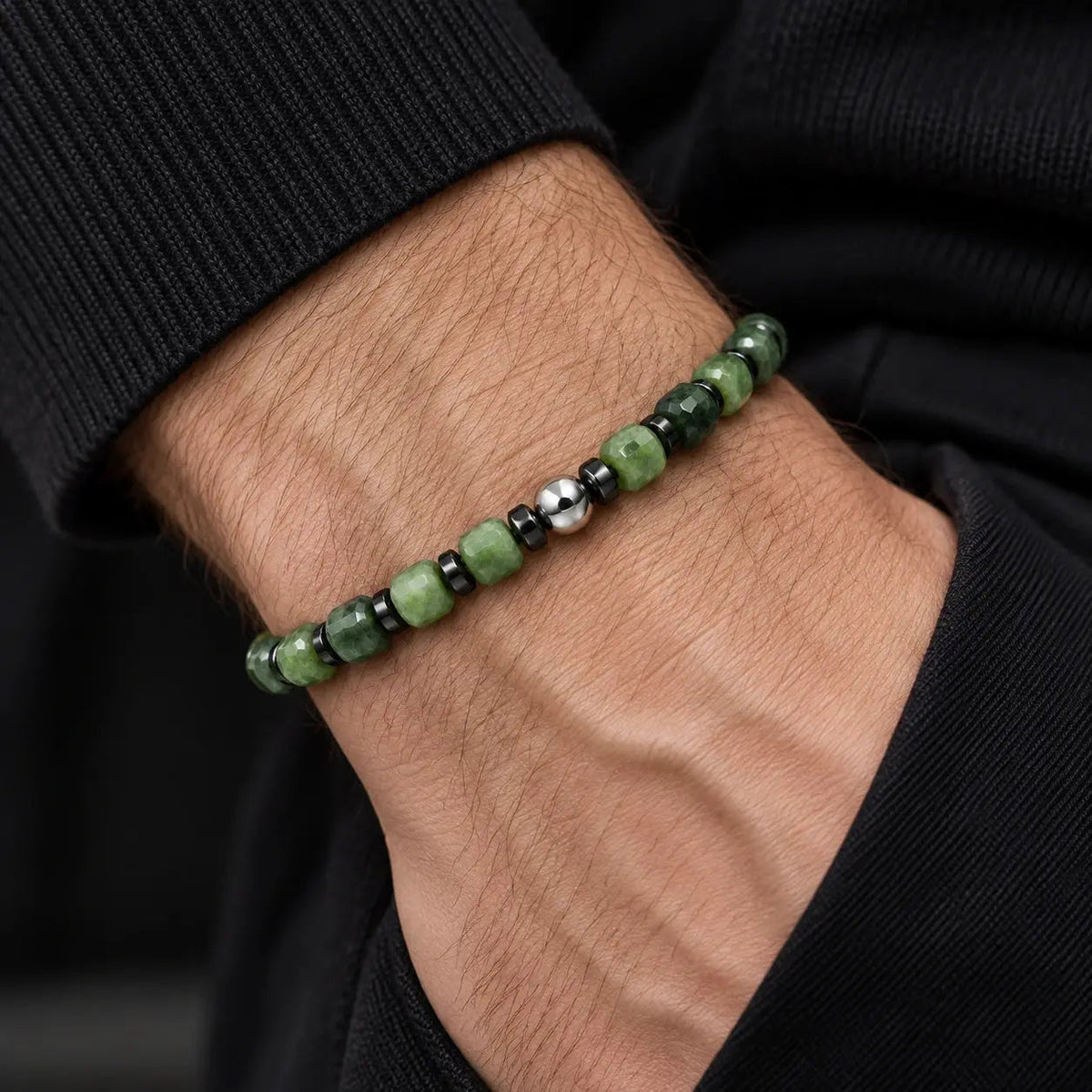 L&X natural nephrite jade hematite bracelet main image 4