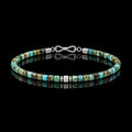 Natural turquoise cube bracelet with S925 silver center, shown in a complete front view.