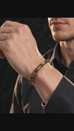 L&X Natural Tiger Eye, Hematite & S925 Silver Bracelet
