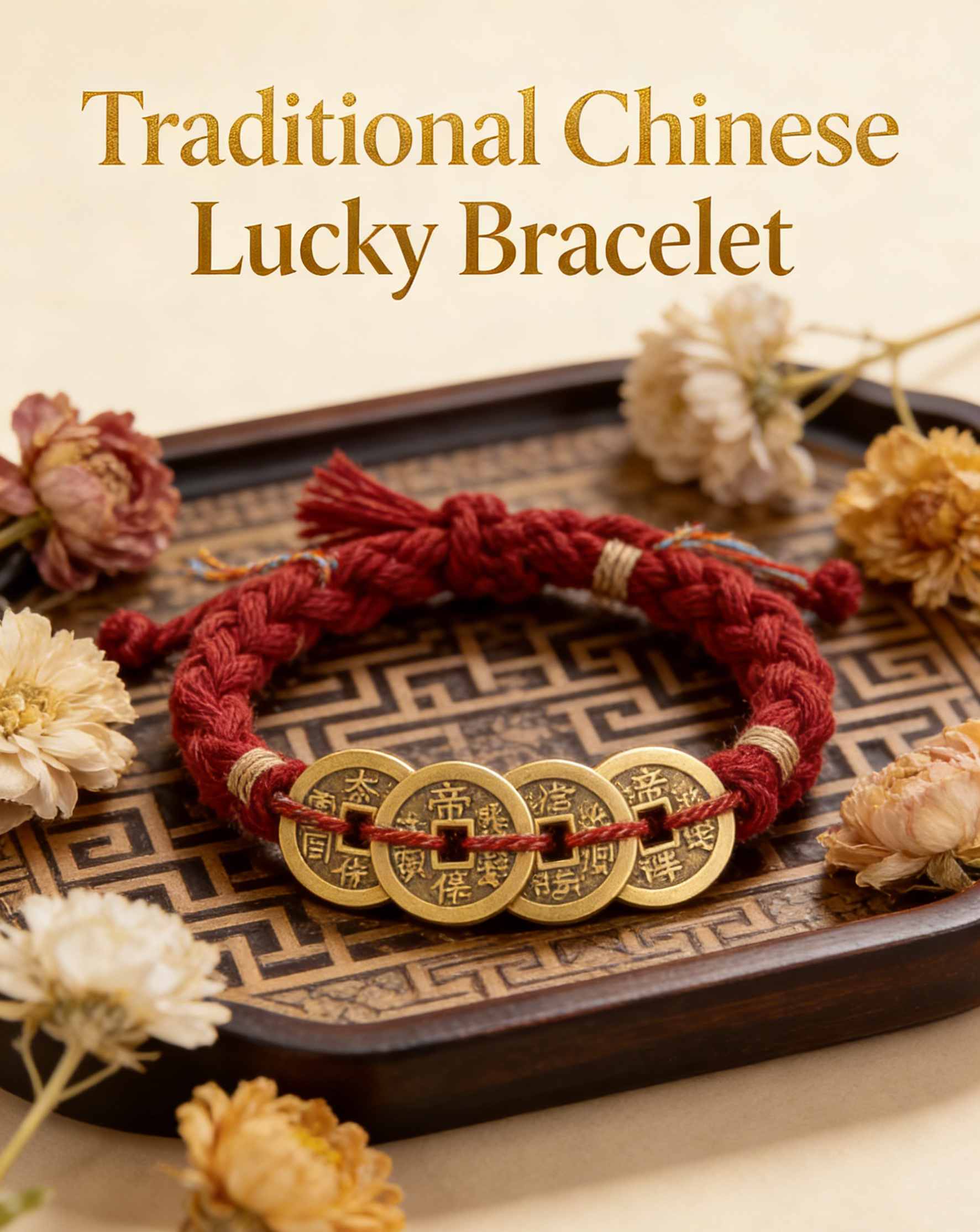 red Taoist Coin Bracelet